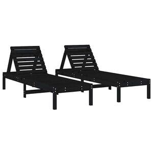 vidaXL Sols&auml;ngar 2 st svart 199,5x60x74 cm massiv furu