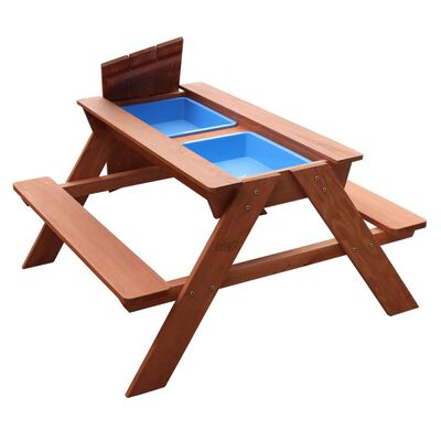 Sunny Picknickbord med sand- och vattenlåda Dave brun