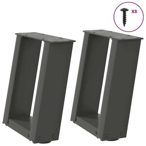 vidaXL Soffbordsben U-formade 2 st antracit 30x(30-31) cm st&aring;l