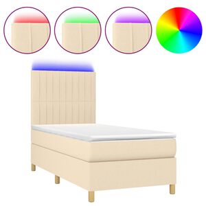 vidaXL Rams&auml;ng med madrass & LED gr&auml;ddvit 90x200 cm tyg