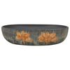 vidaXL Handfat gr&aring; och svart oval 59x40x14 cm keramik