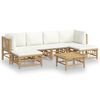 vidaXL Loungegrupp 7 delar gr&auml;ddvita dynor bambu