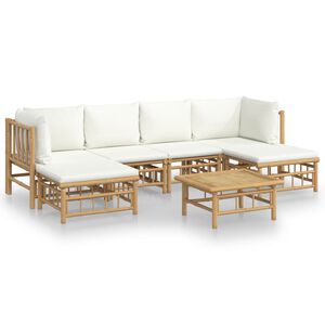 vidaXL Loungegrupp 7 delar gr&auml;ddvita dynor bambu