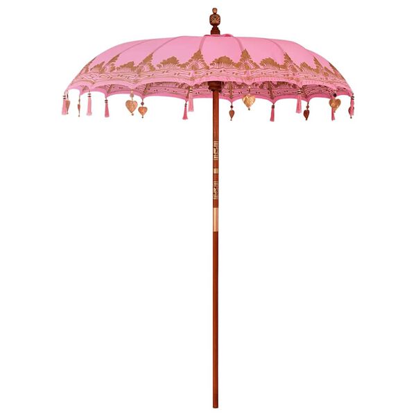 vidaXL Balinesisk Parasol Rosa 185 x 185 x 260 cm Bomull