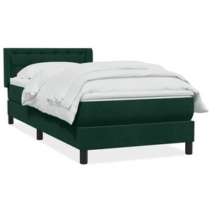 vidaXL Rams&auml;ng med madrass m&ouml;rkgr&ouml;n 80x220 cm sammet