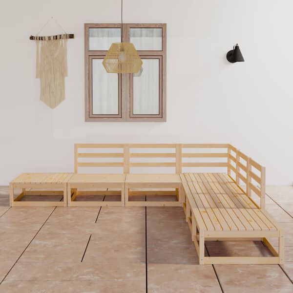 vidaXL Loungegrupp f&ouml;r tr&auml;dg&aring;rden 7 delar massiv furu