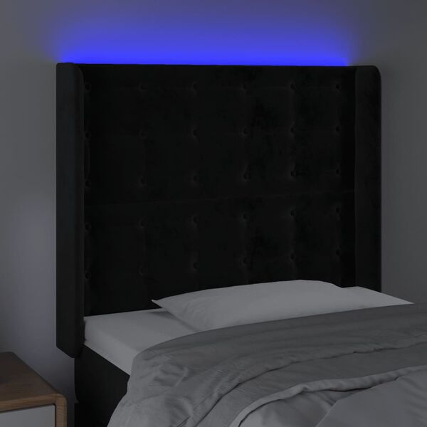 vidaXL S&auml;nggavel LED svart 83x16x118/128 cm sammet