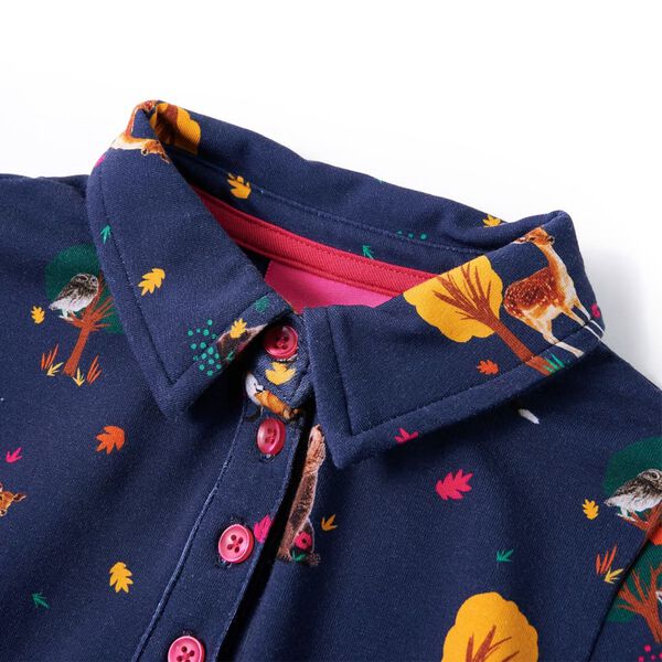 Klänning med långa ärmar för barn marinblå 128