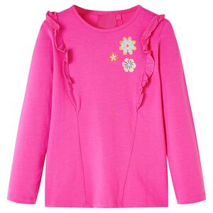 T-shirt med l&aring;nga &auml;rmar f&ouml;r barn m&ouml;rk rosa 104