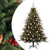 vidaXL Konstgjord julgran med julkulor 210 cm 300 LED-lampor Varmvit