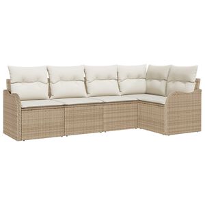 vidaXL Tr&auml;dg&aring;rdsoffset med lagring 5 pcs Beige konstrotting