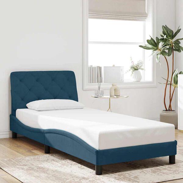 vidaXL Bed Frame with LED without Mattress Blue 80x200 cm Velvet