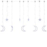 vidaXL Ljusgardin stjärnor och månar fjärrkontroll 138 LED blå