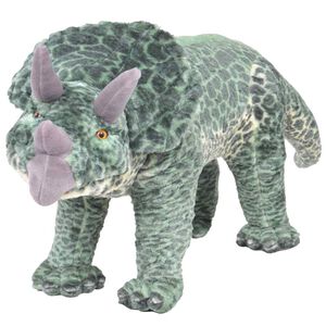 vidaXL St&aring;ende leksaksdinosaurie triceratops plysch gr&ouml;n XXL