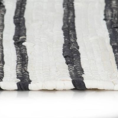 vidaXL Handvävd matta Chindi bomull 80x160 cm antracit och vit