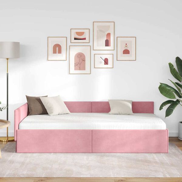 vidaXL H&ouml;rn S&auml;ngram med huvudgavel Rosa 80 cm x 200 cm Sammet