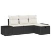 vidaXL Tr&auml;dg&aring;rdsoffset med kudde 4 pcs Svart Poly rattan
