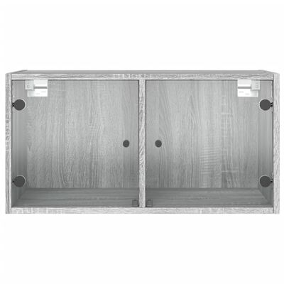 vidaXL Sidoskåp med glasdörrar grå sonoma 68,5x37x35 cm