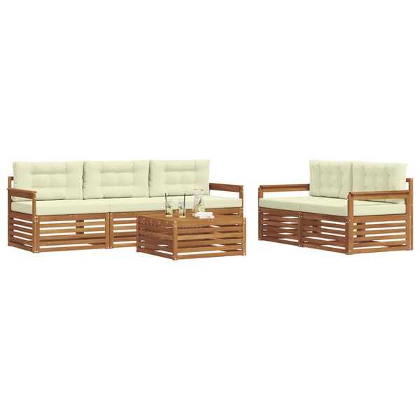 vidaXL Utomhussoffset med kudde 6 pcs Naturlig och Gr&auml;dde