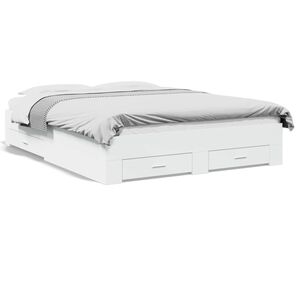 vidaXL S&auml;ngram med l&aring;dor vit 150x200 cm konstruerad tr&auml;