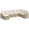 vidaXL Matgrupp f&ouml;r tr&auml;dg&aring;rden med dynor 8 delar beige konstrotting
