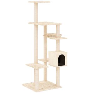 vidaXL Kattr&auml;d med kl&ouml;spelare sisal gr&auml;ddvit 142 cm