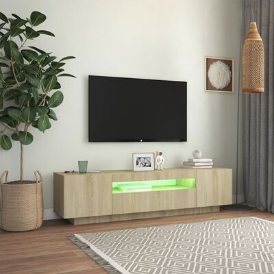 vidaXL TV-bänk med LED-belysning sonoma-ek 160x35x40 cm
