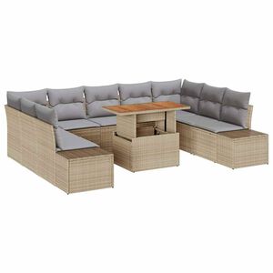 vidaXL Tr&auml;dg&aring;rdsoffset 10 st Beige och Gr&aring;