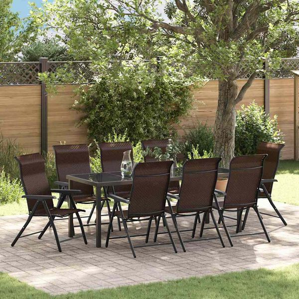 vidaXL Tr&auml;dg&aring;rdsm&ouml;belset 9 pcs Brun Poly rattan