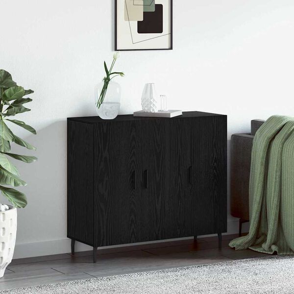 vidaXL Sideboard Svart Ek 90 x 34 x 80 cm Konstruerat tr&auml;