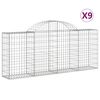 vidaXL Gabioner b&aring;gformade 9 st 200x30x80/100 cm galvaniserat j&auml;rn