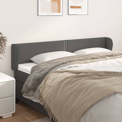 vidaXL Sänggavel med kanter grå 163x23x78/88 cm konstläder