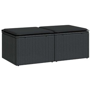 vidaXL Tr&auml;dg&aring;rdssoffset med dynor 2 delar svart konstrotting akaciatr&auml;