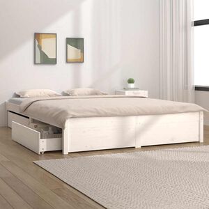 vidaXL S&auml;ngram med l&aring;dor vit 140x190 cm