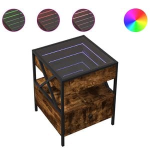 vidaXL S&auml;ngbord med Infinity LEDs r&ouml;kf&auml;rgad ek 40x40x51 cm