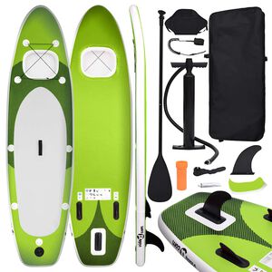 vidaXL Uppl&aring;sbar SUP-br&auml;da set gr&ouml;n 300x76x10 cm