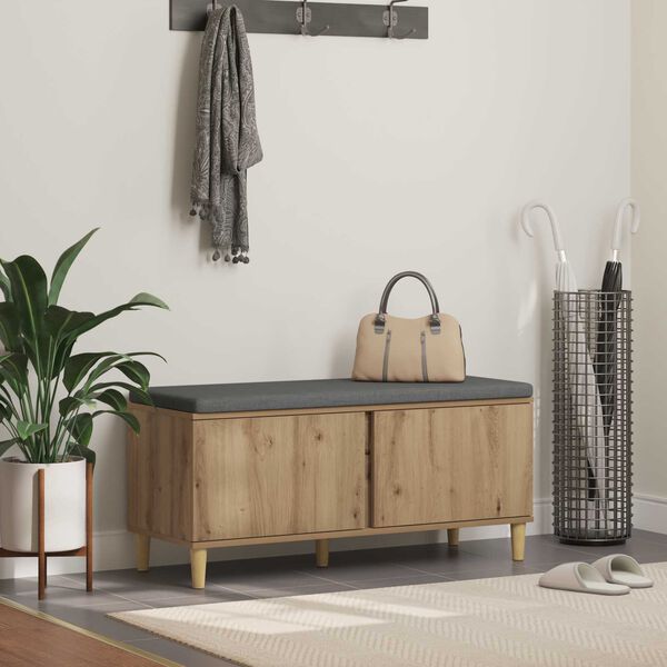 vidaXL Hallb&auml;nk med kudde med lagring Artisan Ek 60 x 38 x 46 cm