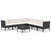 vidaXL Loungegrupp med dynor 8 delar konstrotting svart