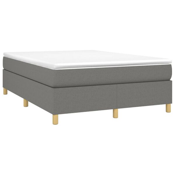 vidaXL Boxspring-s&auml;ngram m&ouml;rkgr&aring; 140x190 cm tyg