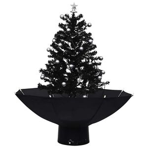vidaXL Julgran med sn&ouml; och paraplybas svart 75 cm PVC