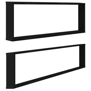 vidaXL V&auml;gghyllor Cube 2 st svart ek 100x15x30 cm konstruerat tr&auml;