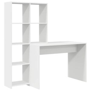 vidaXL Skrivbord med hylla Vit 138,5 x 55 x 143 cm Konstruerat tr&auml;