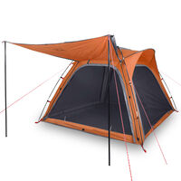 vidaXL Campingtält 4 Personer grå & orange 240x221x160 cm 185T taft