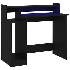 vidaXL Skrivbord med LED svart 97x45x90 cm konstruerat tr&auml;