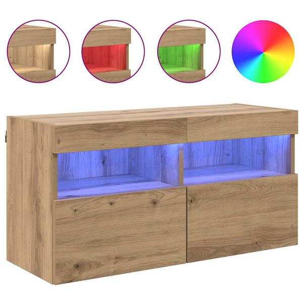 vidaXL TV Vägghylla Artisan Ek 80 x 30 x 40 cm Konstruerat trä