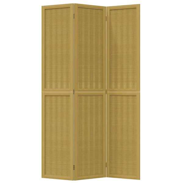 vidaXL Rumsavdelare 3 paneler brun massivt kejsartr&auml;