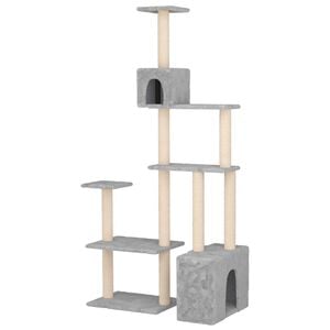 vidaXL Katttr&auml;d med sisal kl&ouml;spelare Ljusgr&aring; 177,5 cm