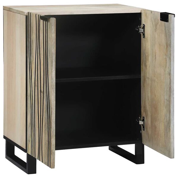 vidaXL Sideboard Vit 60 x 33,5 x 75 cm Massivt mangotr&auml;