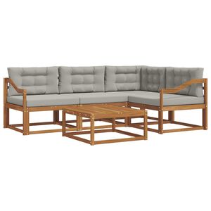 vidaXL Utomhussoffset med kudde 5 pcs Naturlig och Ljus Gr&aring;