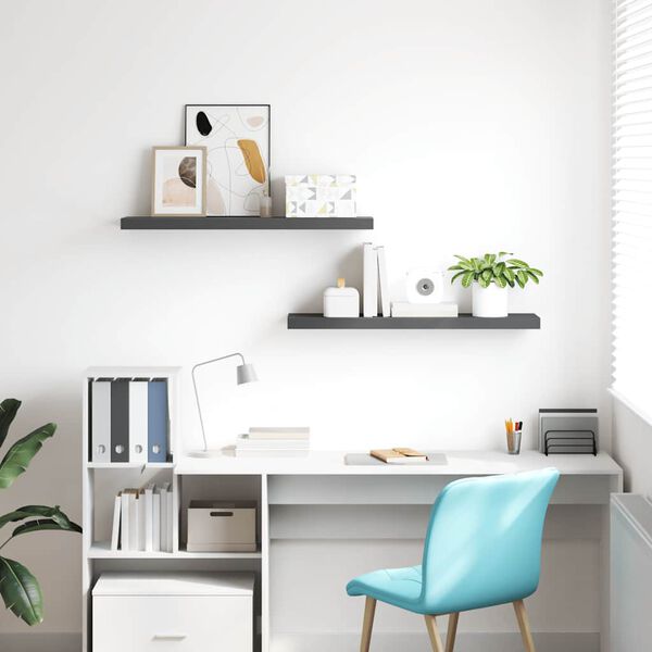 vidaXL Sv&auml;vande v&auml;gghyllor 2 st gr&aring; h&ouml;gglans 90x23,5x3,8 cm MDF